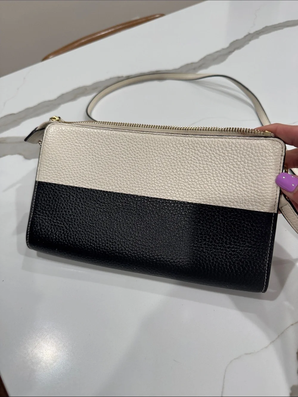 Tory Burch Black and Cream Colorblock Crossbody